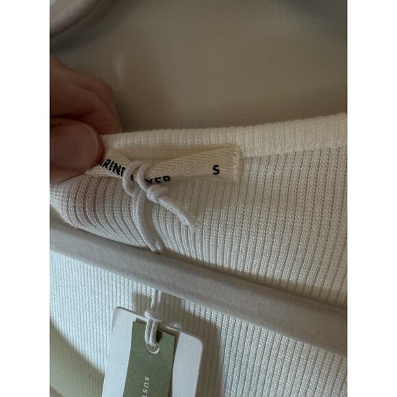 Marine Layer Lexi Rib White Ribbed Square Neck Tee Size S Tencel Blend NWT $54 - Picture 11 of 13